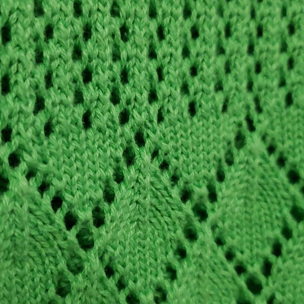 Vintage Open-knit Pointelle Green Cardigan Sweater‎ Size Small-Medium